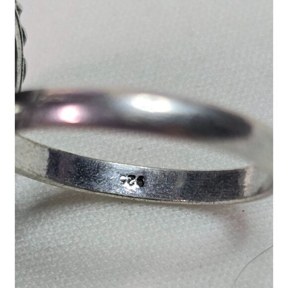 925 Sterling Silver Plt Evil Eye Obsidian Ring Size 7 Bezel Setting Boho Jewelry - Picture 3 of 5